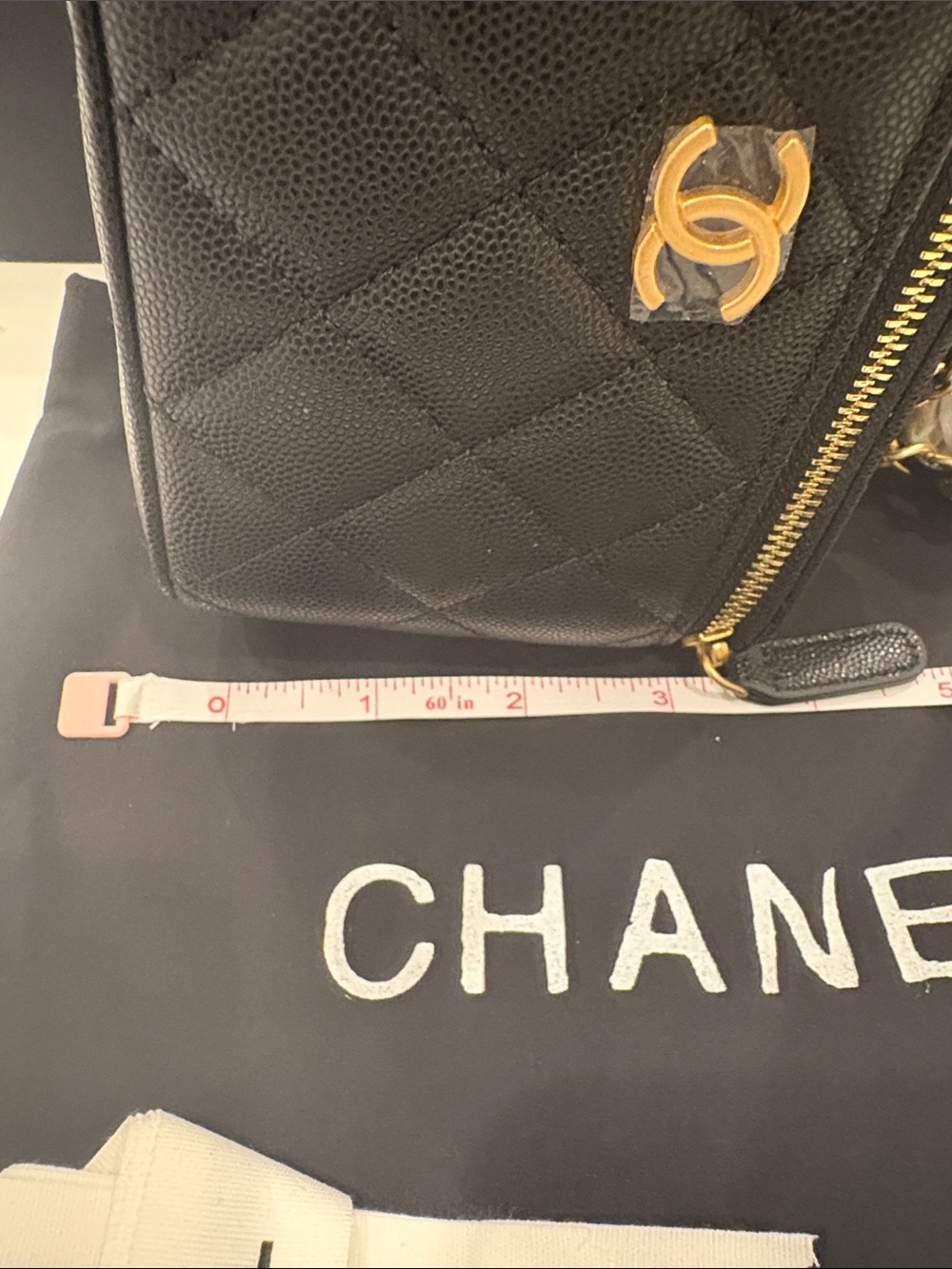 NWT CHANEL Black Quilted Mini Vanity Bag Gold Chain Handle/Crossbody VIP gift - Picture 7 of 7